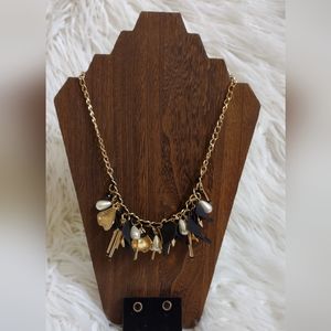 STATEMENT Necklace & Earring Set Gold Black White Whimsigoth